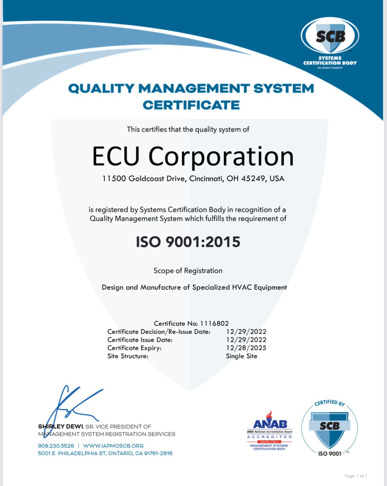 ISO Certificate